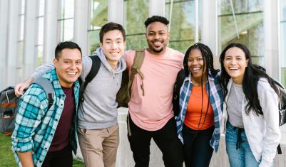 Students in a group outside