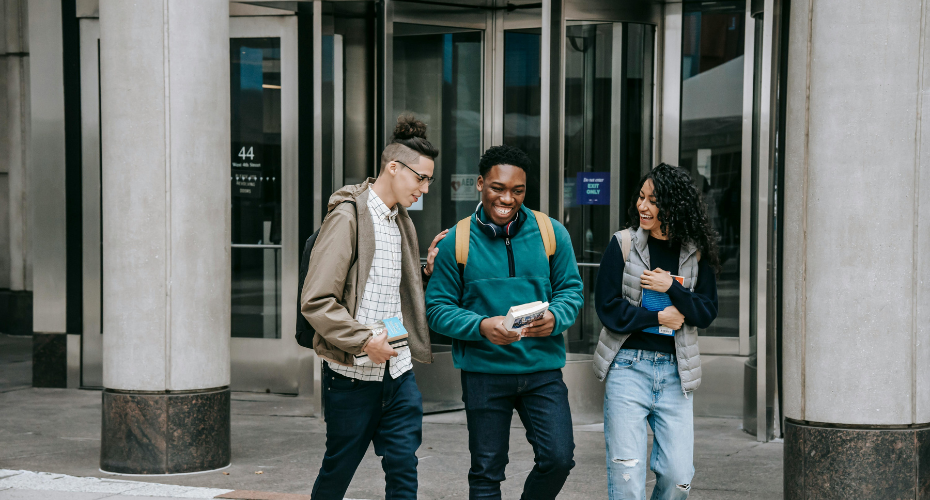 Three teenagers walking