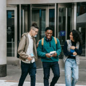 Three teenagers walking